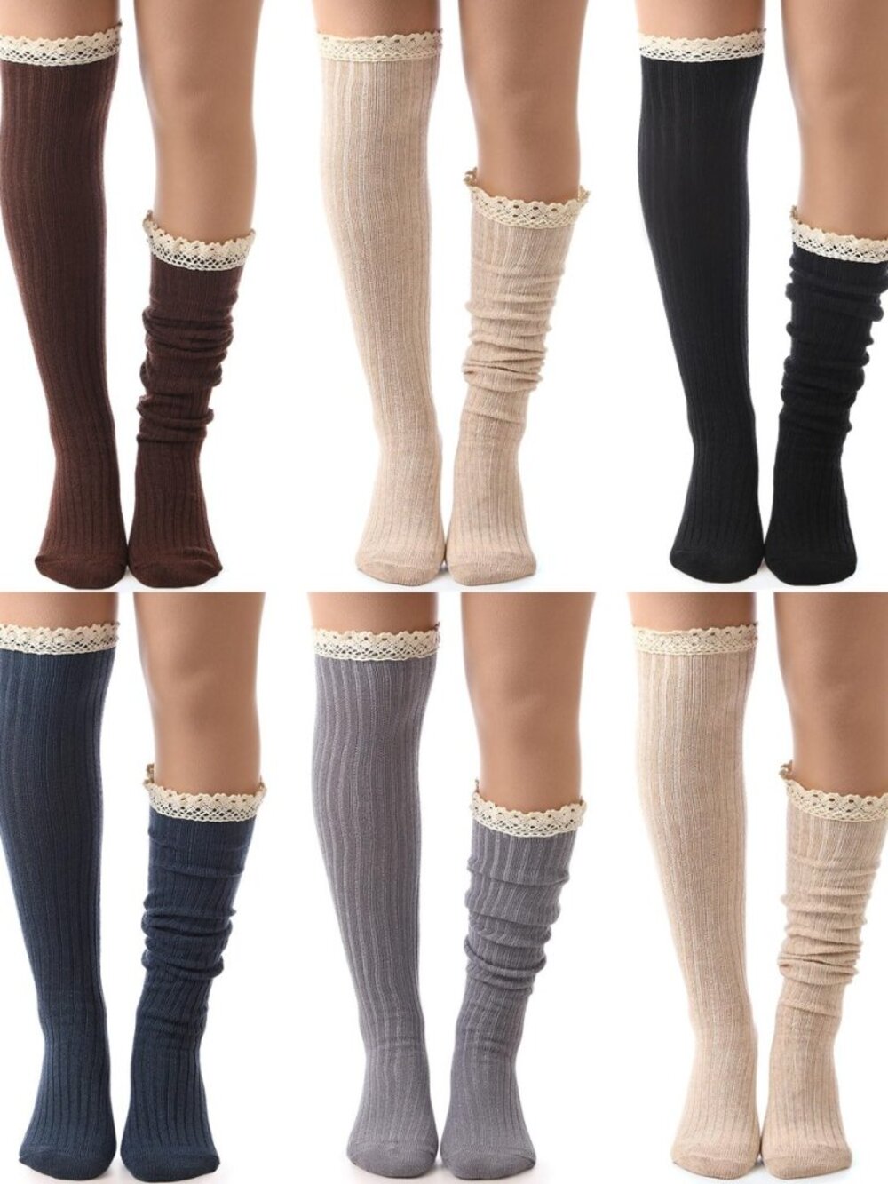 Knee High Lace Boot Socks for Women